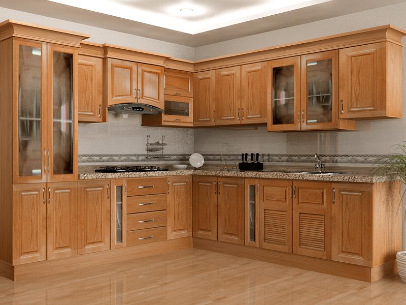 Mẫu tủ bếp gỗ xoan đào đẹp