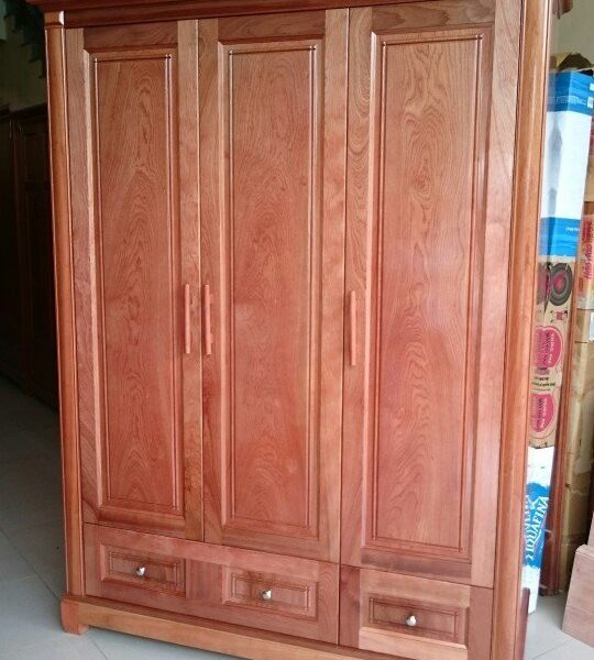 Mẫu tủ quần áo 4 buồng gỗ tự nhiên