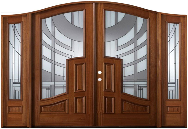 Mẫu cửa gỗ kính 2 cánh từ gỗ tự nhiên
