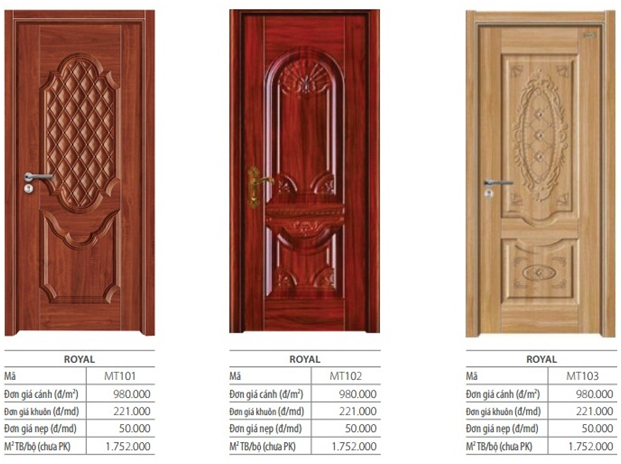 Mẫu hoạ tiết dập nổi được in trên cửa gỗ Royal