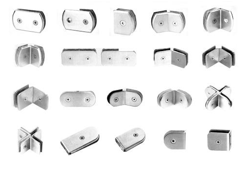 Kẹp kính inox cửa thủy lực