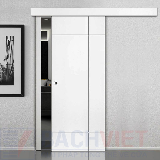 Mẫu cửa gỗ trượt kiểu nhật màu trắng hiện đại sang trọng