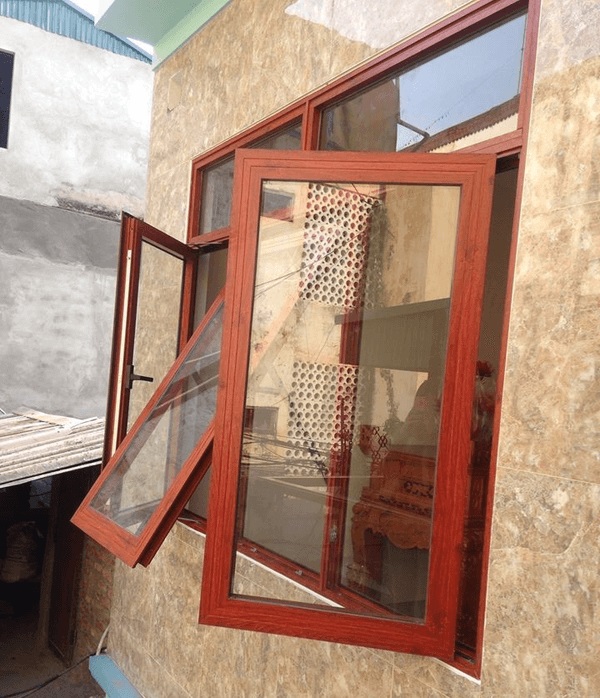 Cửa sổ nhôm kính giả gỗ 1