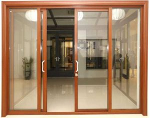 tay nắm gỗ cửa kính - cửa kính khung gỗ 4 cánh